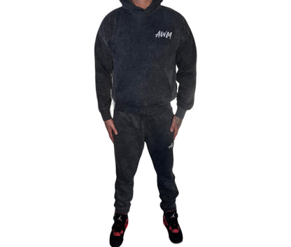 AWM Acid Wash Tracksuit (Black)