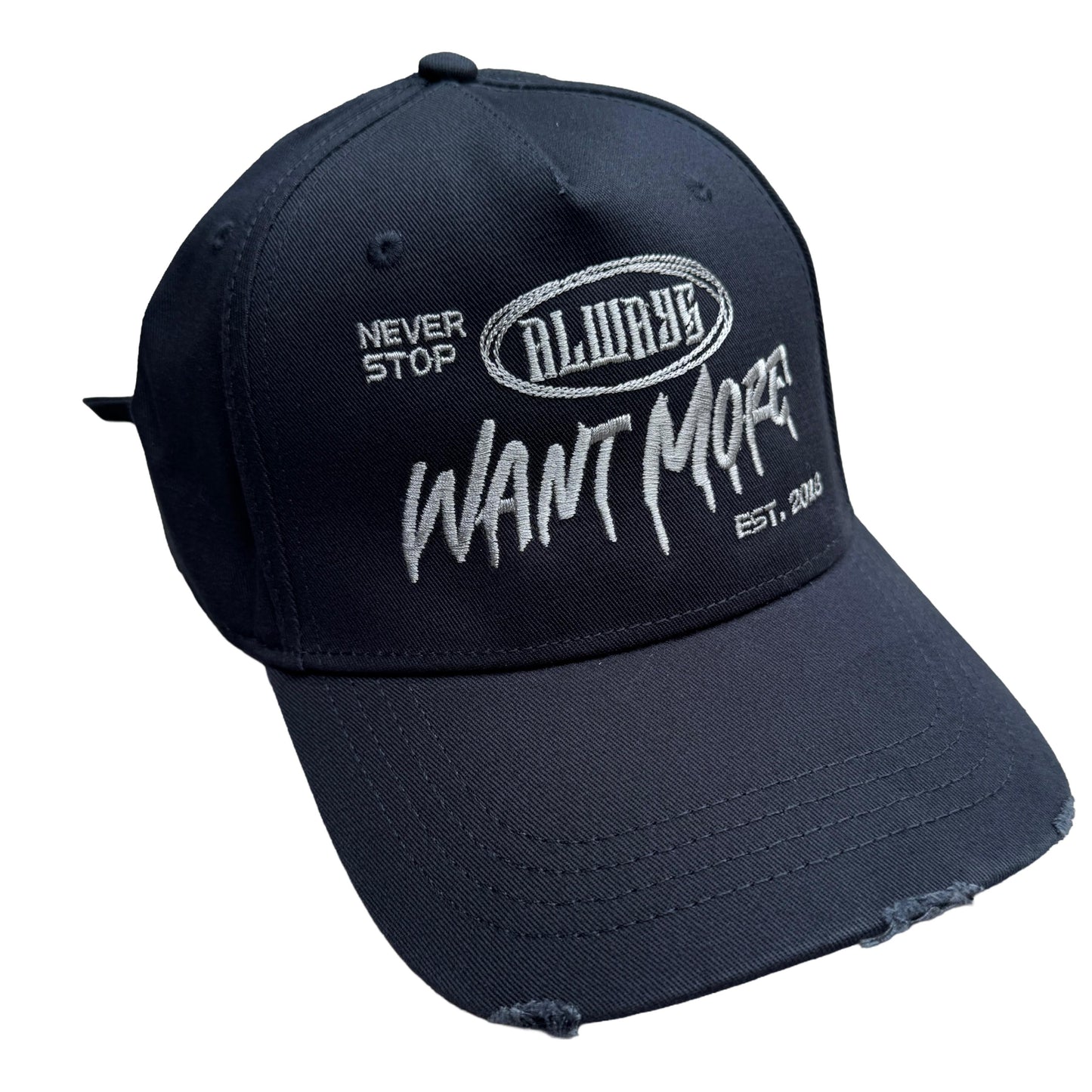 AWM Distressed 5panel Strap Cap (Navy & Grey)