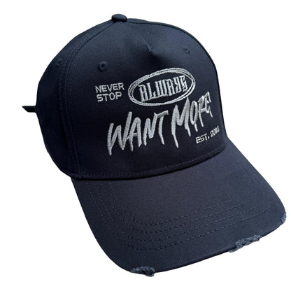 AWM Distressed 5panel Strap Cap (Navy & Grey)