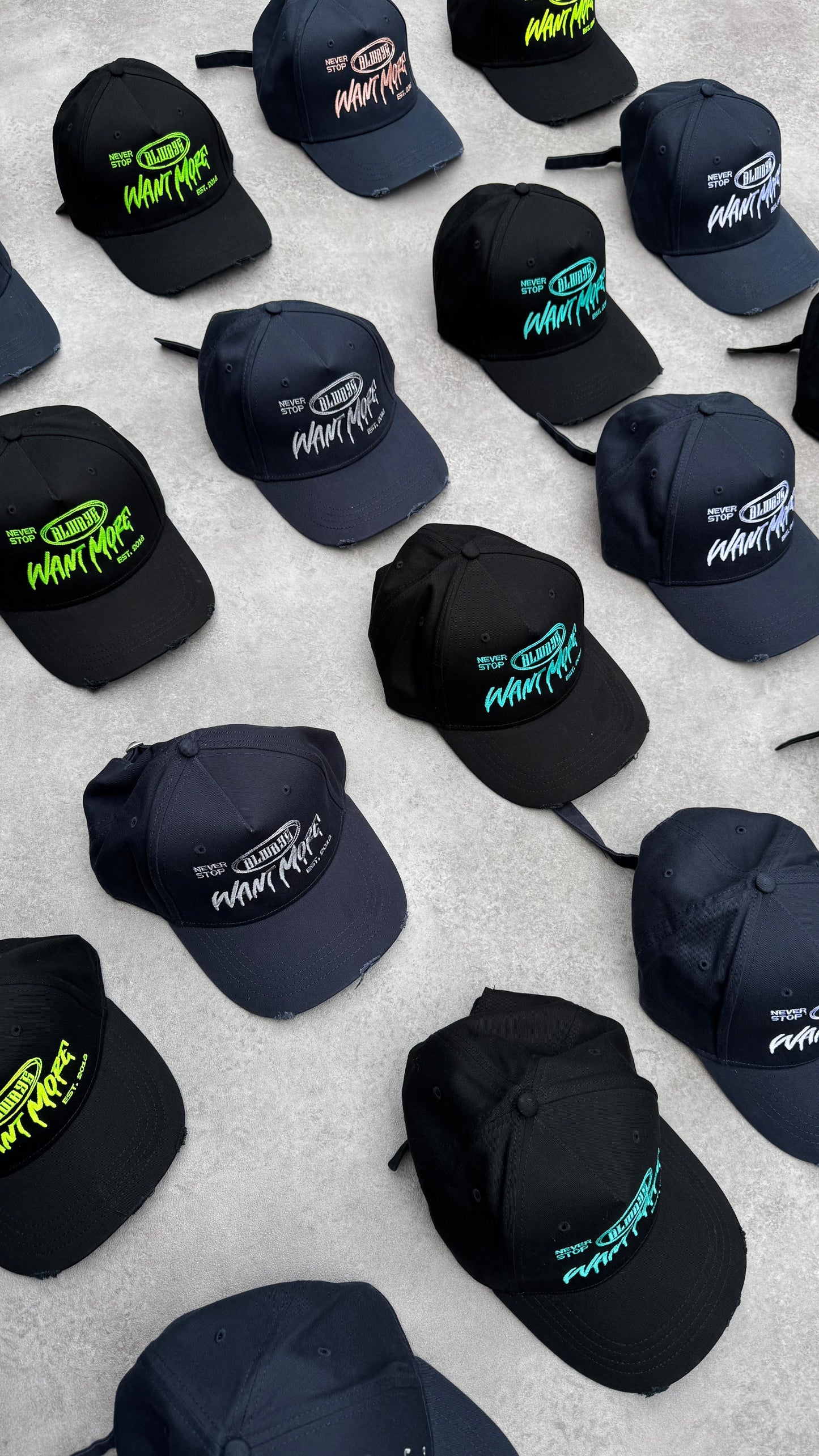 AWM Distressed 5panel Strap Cap (Navy & Grey)