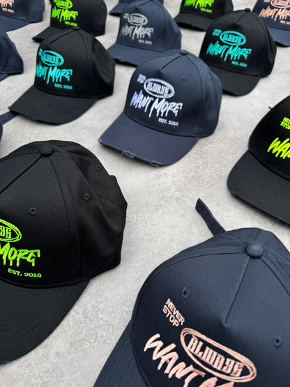 AWM Distressed 5panel Strap Cap (Navy & Grey)