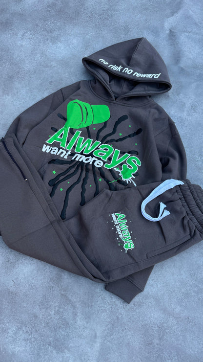 Always Want More Premium Tracksuit (Dark Grey)