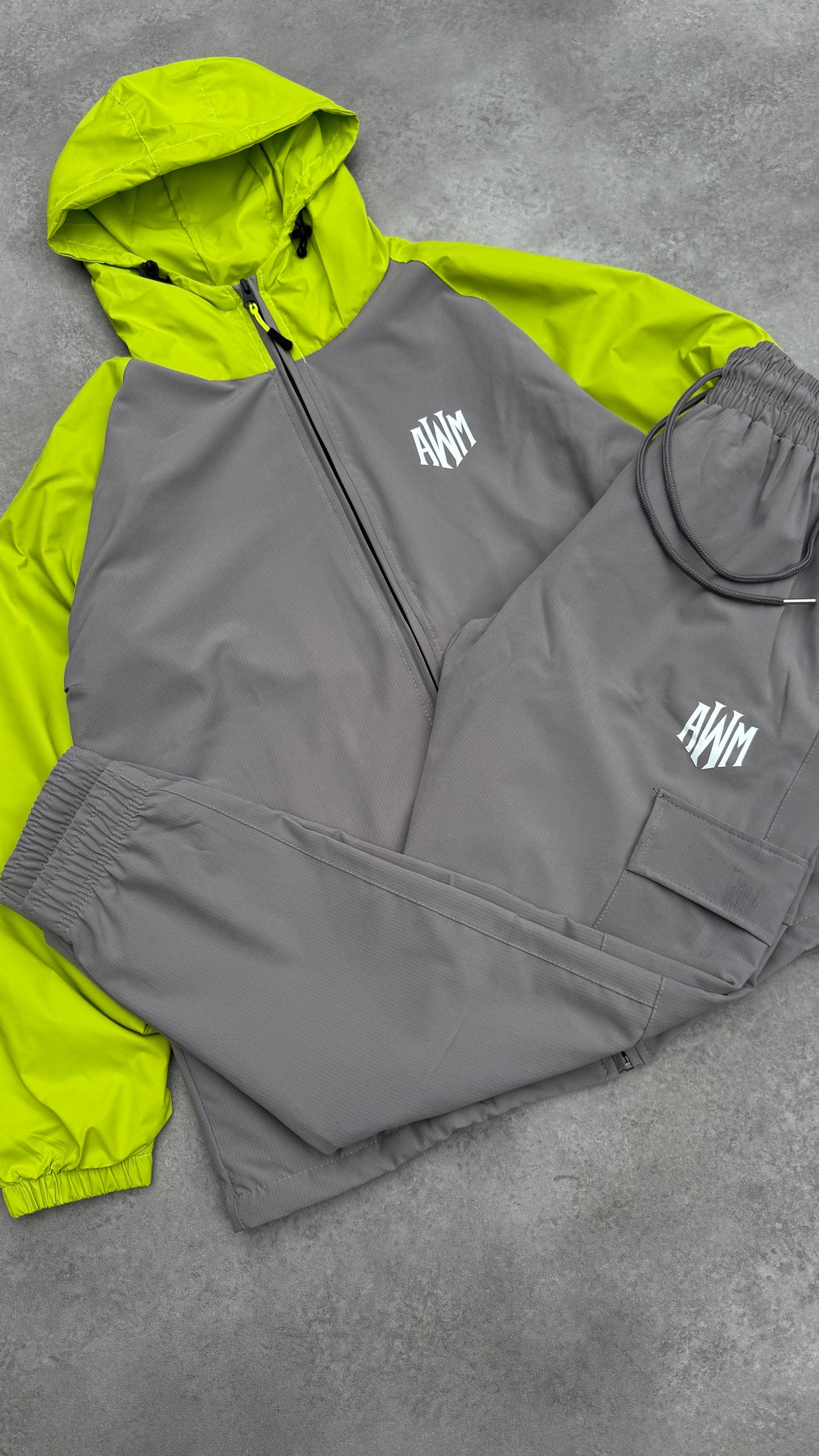 AWM Active Tracksuit (Grey & Illuminous Yellow)