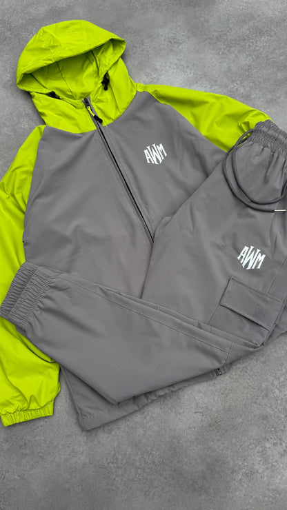 AWM Active Tracksuit (Grey & Illuminous Yellow)
