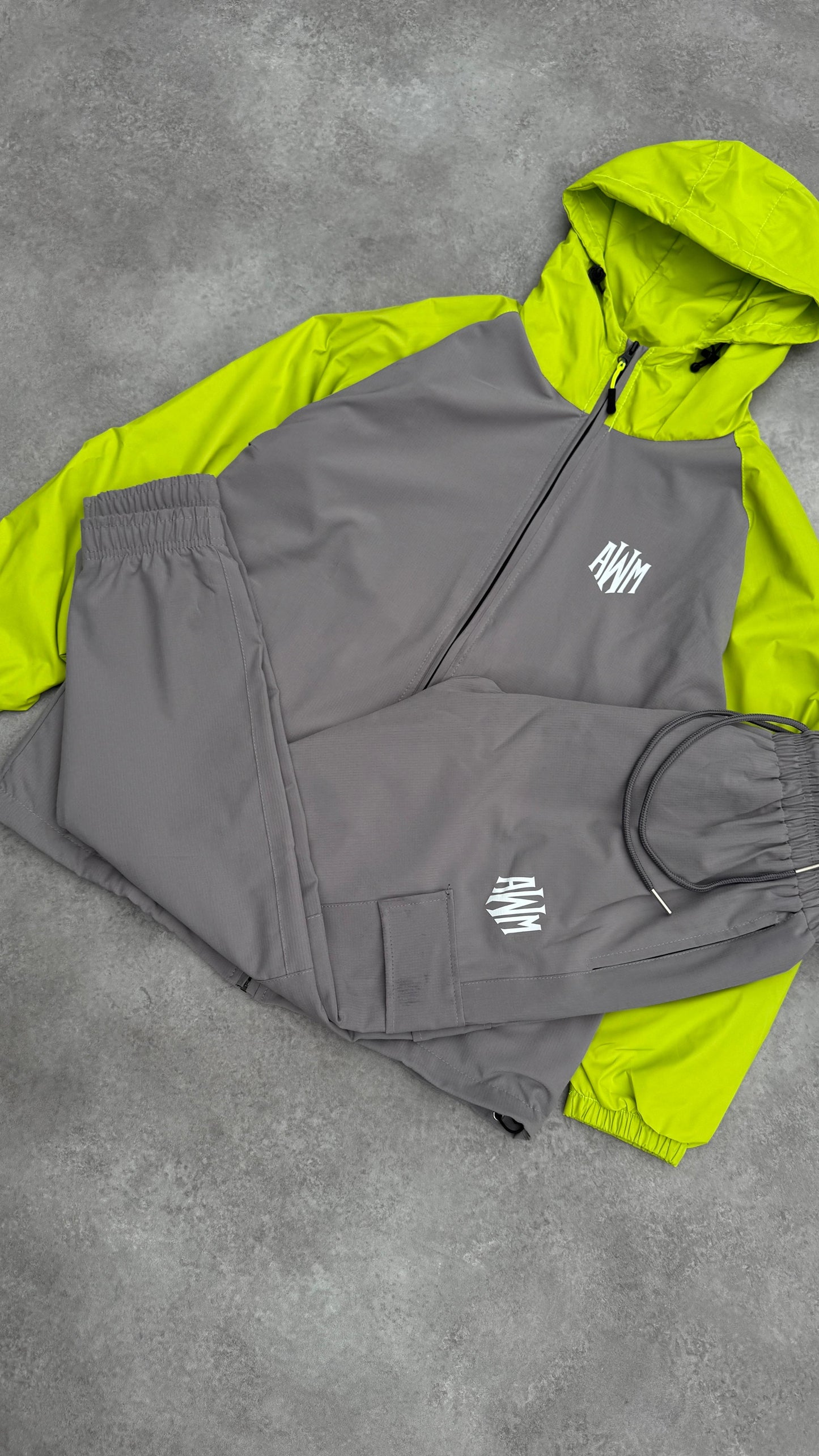 AWM Active Tracksuit (Grey & Illuminous Yellow)