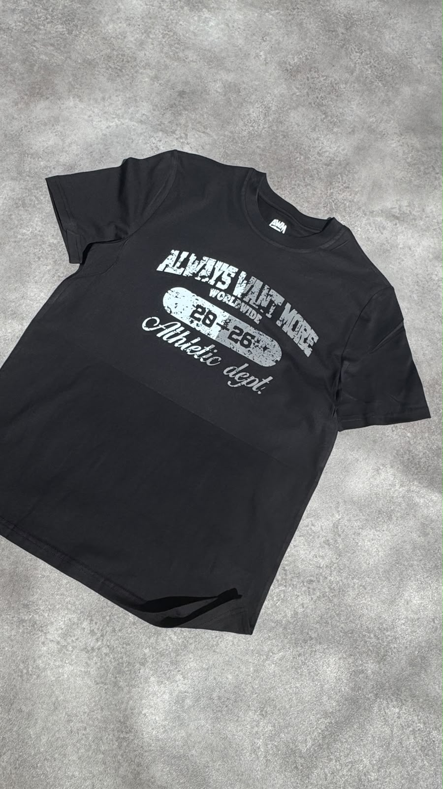 AWM Stensil Grey Logo Tee (Black)