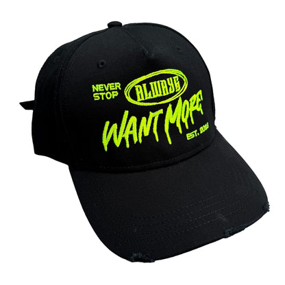 AWM Distressed 5panel Strap Cap (Black & Yellow)