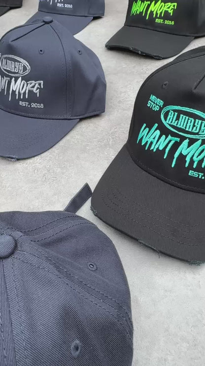 AWM Distressed 5panel Strap Cap (Navy & Grey)